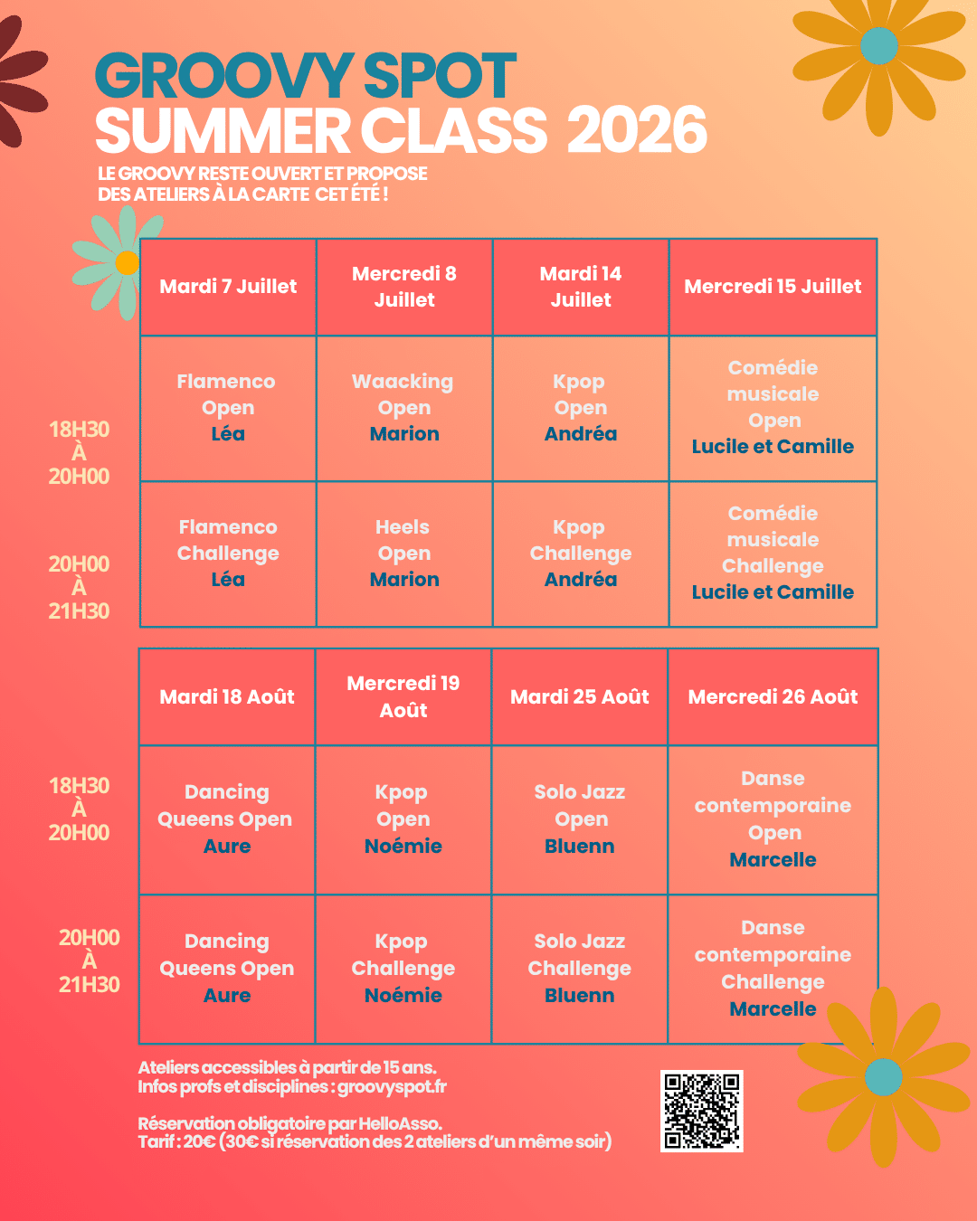 Planning de danse cet été